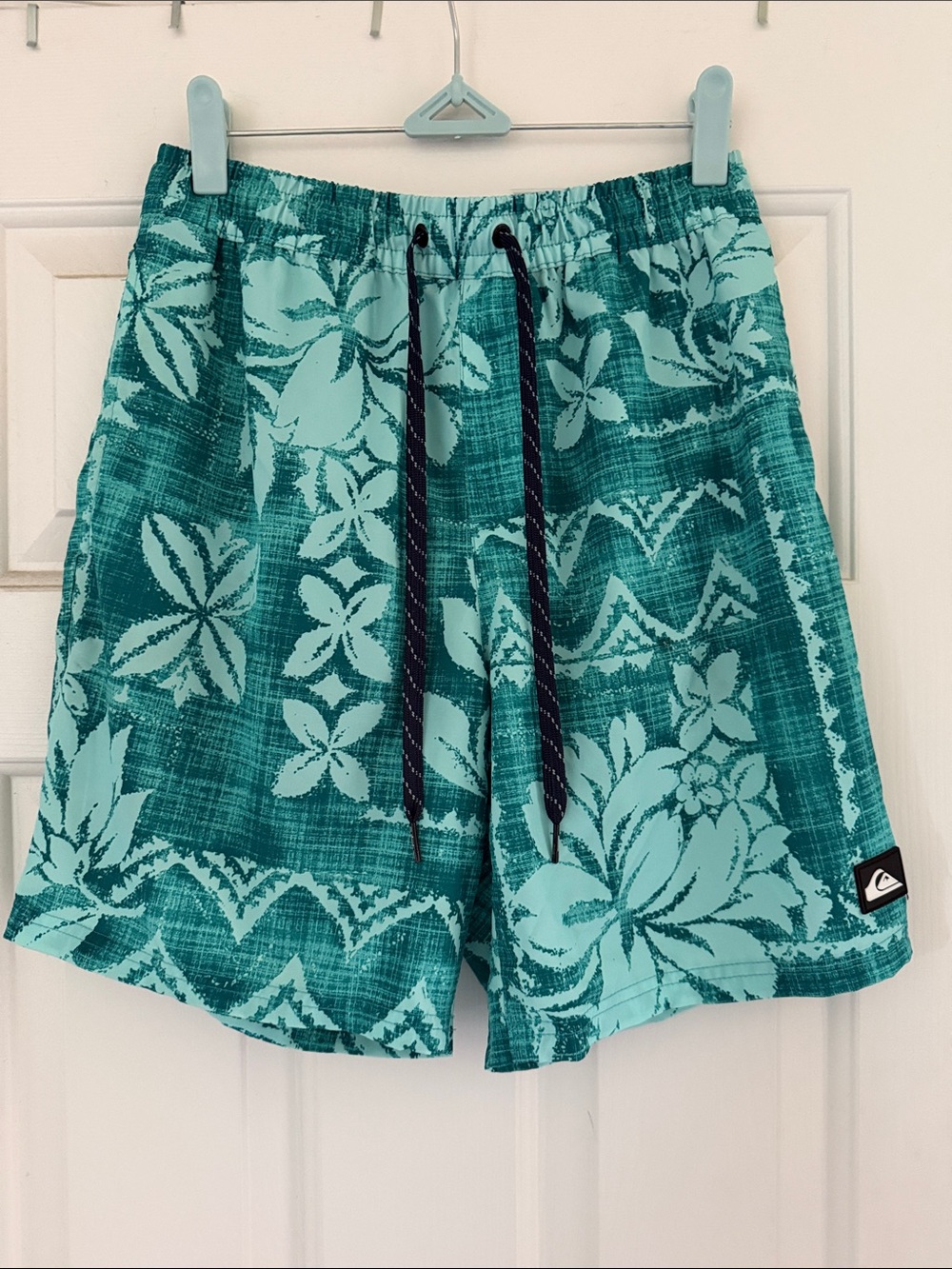 Quiksilver Teal and Aqua Floral Board Shorts
